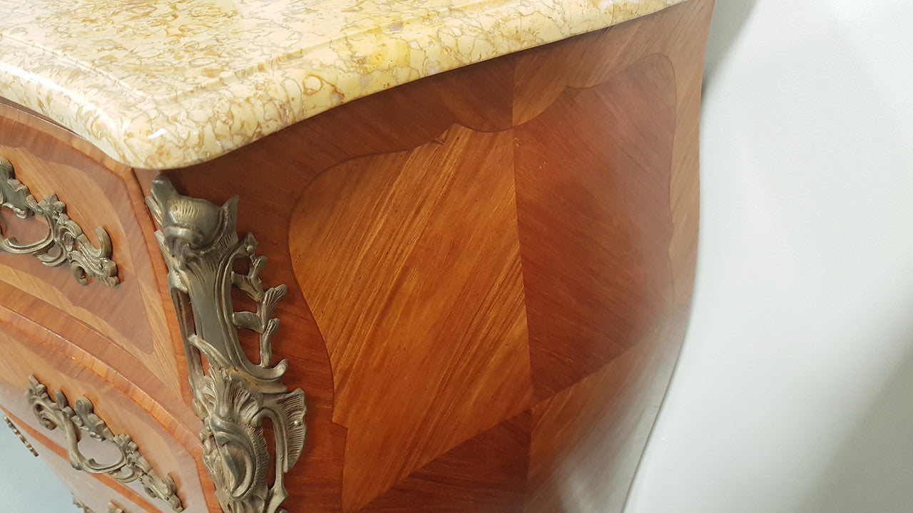 Three Drawer French Marquetry Inlaid Commode | Antique & Vintage | Moonee Ponds Antiques | Australia Wide Delivery