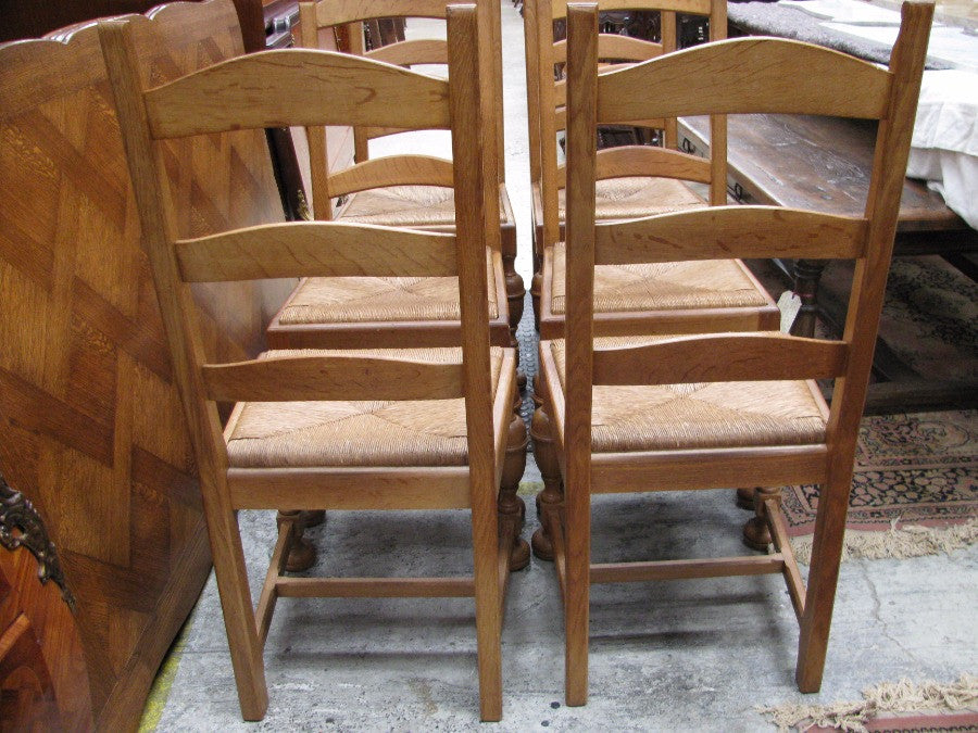 Set of 6 Solid French Oak Chairs