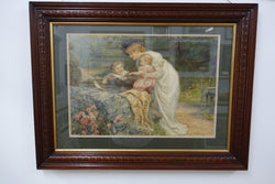 Framed Print Of Mother And Children Scene | Antique & Vintage | Moonee Ponds Antiques | Australia Wide Delivery