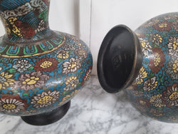 Pair of Early 19th Century Cloisonné Vases | Antique & Vintage | Moonee Ponds Antiques | Australia Wide Delivery