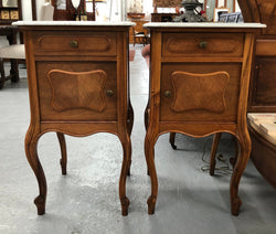 Pair Of French Walnut Marble Top Bedsides | Antique & Vintage | Moonee Ponds Antiques | Australia Wide Delivery