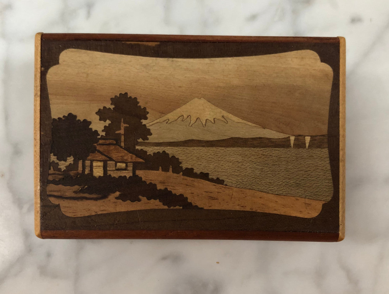 Vintage Marquetry Wooden Puzzle Box