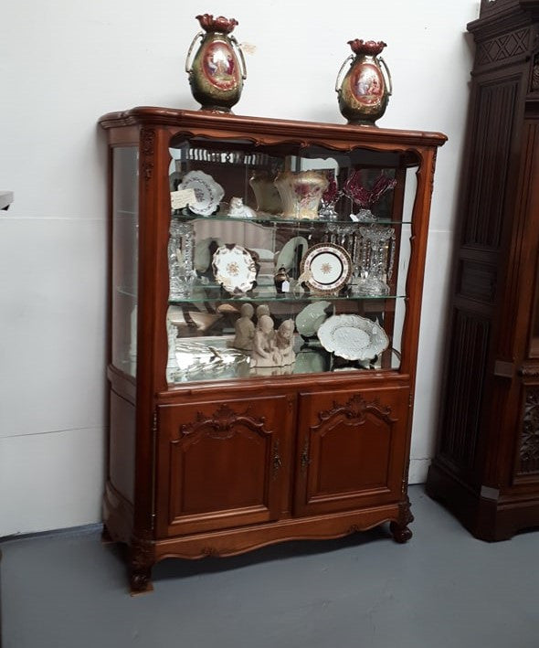 French Cherry Wood Louis XV Style Vitrine