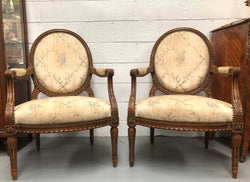 Pair Of Antique French Louis XVI Style Carved Walnut Fauteuils | Antique & Vintage | Moonee Ponds Antiques | Australia Wide Delivery