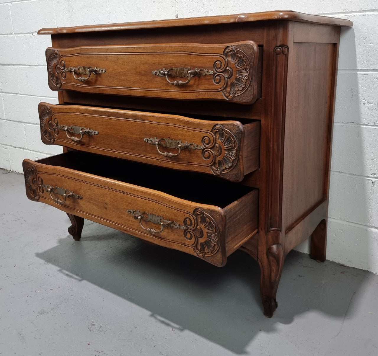 Fabulous French Walnut Three Drawer Commode | Antique & Vintage | Moonee Ponds Antiques | Australia Wide Delivery