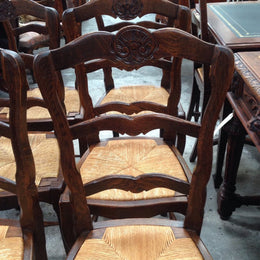 Set 10 French Oak Dining Chairs