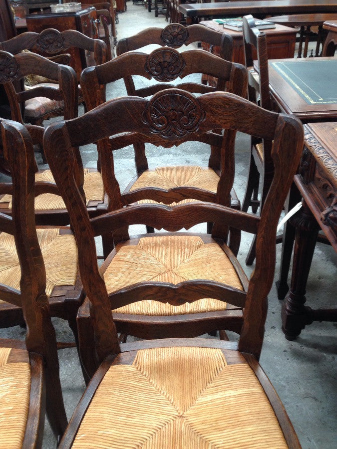 Set 10 French Oak Dining Chairs