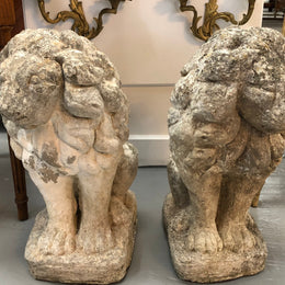 Fabulous Vintage Pair Of Concrete Lions