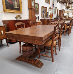 French Oak Renaissance Style Extension Table With Stretcher Base | Antique & Vintage | Moonee Ponds Antiques | Australia Wide Delivery