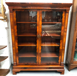 Beautiful Victorian Flame Mahogany Bookcase-Display Cabinet | Antique & Vintage | Moonee Ponds Antiques | Australia Wide Delivery