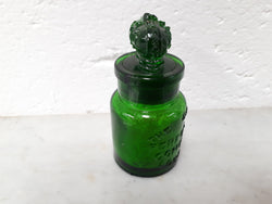 Round Victorian Green Glass Crown Perfume Bottle | Antique & Vintage | Moonee Ponds Antiques | Australia Wide Delivery
