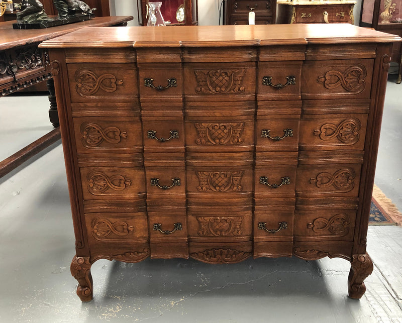 French Walnut Carved Chest Of Drawers