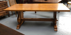 A French Style Oak Stretcher Base Table With Amazing Wood Grain | Antique & Vintage | Moonee Ponds Antiques | Australia Wide Delivery