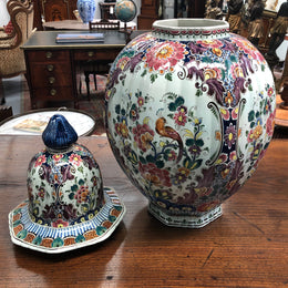 Stunning Large Antique Delft Lidded Vase