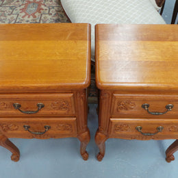 Beautiful Pair of Louis XV Style Light Oak Bedside