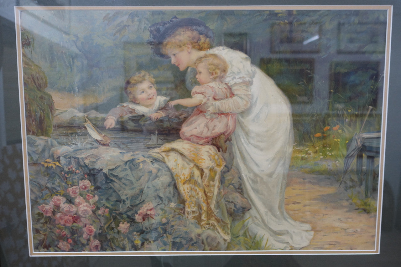 Framed Print Of Mother And Children Scene | Antique & Vintage | Moonee Ponds Antiques | Australia Wide Delivery