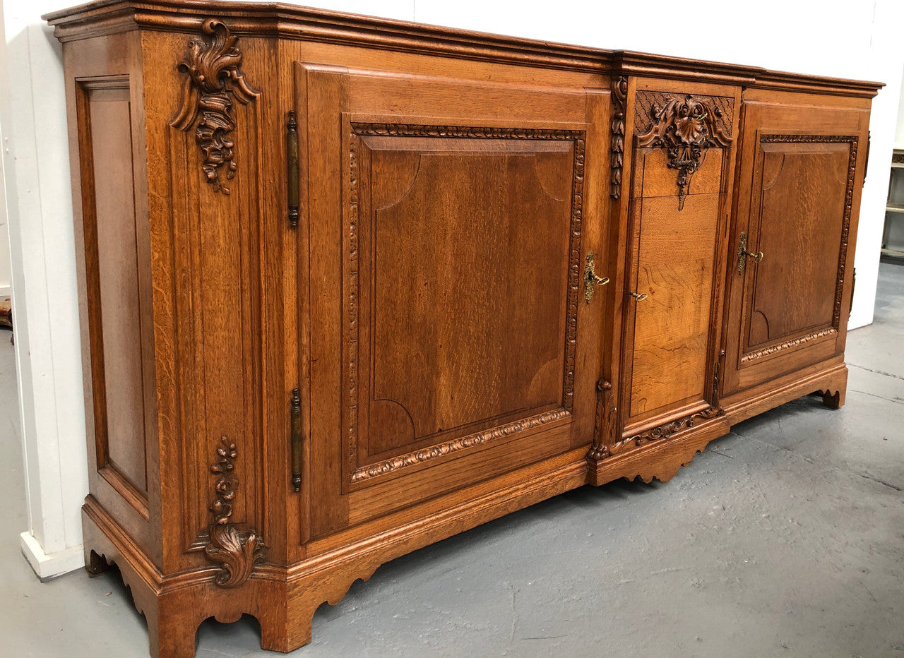 19th Century French Oak Two Drawer Buffet With Beautiful Carvings | Antique & Vintage | Moonee Ponds Antiques | Australia Wide Delivery