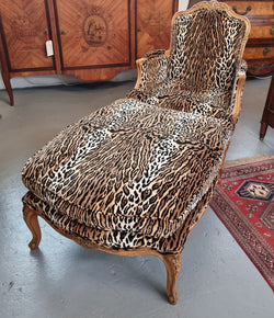 A French Louis XV style Armchair With Leopard Print Upholstery With Matched Footstool | Antique & Vintage | Moonee Ponds Antiques | Australia Wide Delivery