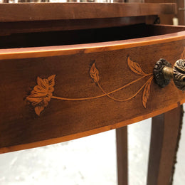 Stunning small inlaid French Walnut Louis XV style hall table with ormolu mounts and beautiful details. It has been sourced from France and is in good orignal detailed condition.