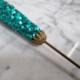 Art Deco Blue Sequin Hat Pin