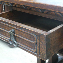 French Oak Desk With A Parquetry Top