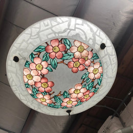 Rare French Art Deco Hanging Light Shade Hand-Painted & Signed