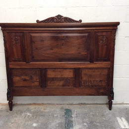 Carved French Walnut Queen Size Bed