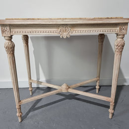 Louis XVI Painted & Marble Top Console Table With Two Drawers