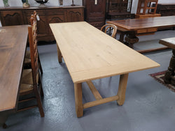 French Raw Oak Stretcher Based Refectory Table | Antique & Vintage | Moonee Ponds Antiques | Australia Wide Delivery