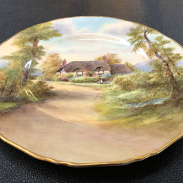 Royal Worcester Hand Painted & Gilt Rim Cottage Plate By Raymond Rushton