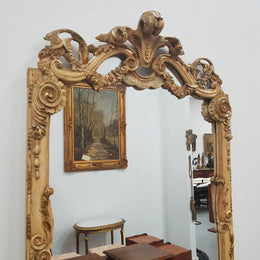 Beautifully carved Italian Rococo style painted console/hall table and mirror. An amazing coloured marble top showing sections of gold veins and is in good condition. Mantle mirror is retaining it's original mirror and showing ages spots.