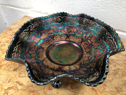 Large Carnival Glass Bowl With Fish Pattern | Antique & Vintage | Moonee Ponds Antiques | Australia Wide Delivery