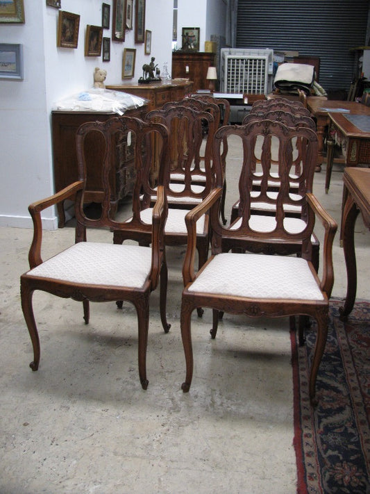 Gorgeous set of 8 french oak chairs