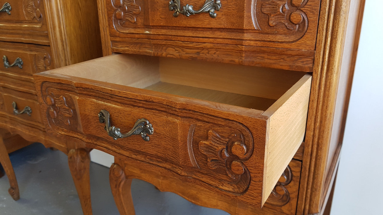 Pair Of French Provincial Oak Chest Bedsides | Antique & Vintage | Moonee Ponds Antiques | Australia Wide Delivery