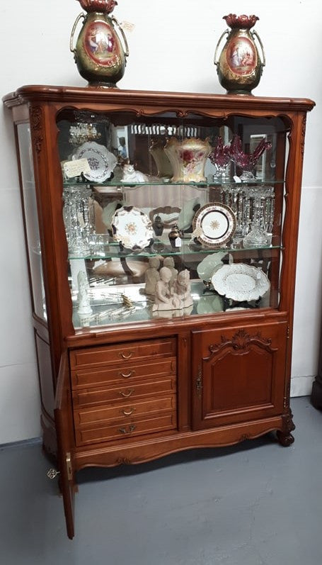 French Cherry Wood Louis XV Style Vitrine