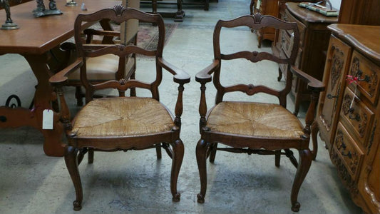 Pair Of French Rush Seat Carvers