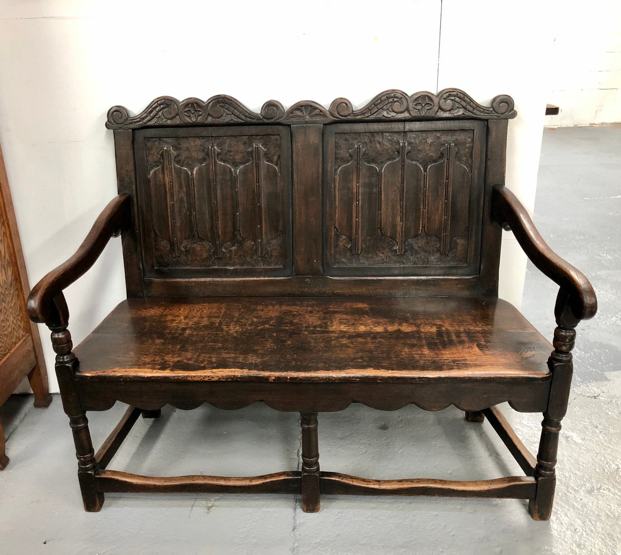 French 19th Century Oak Hallway Bench Seat | Antique & Vintage | Moonee Ponds Antiques | Australia Wide Delivery
