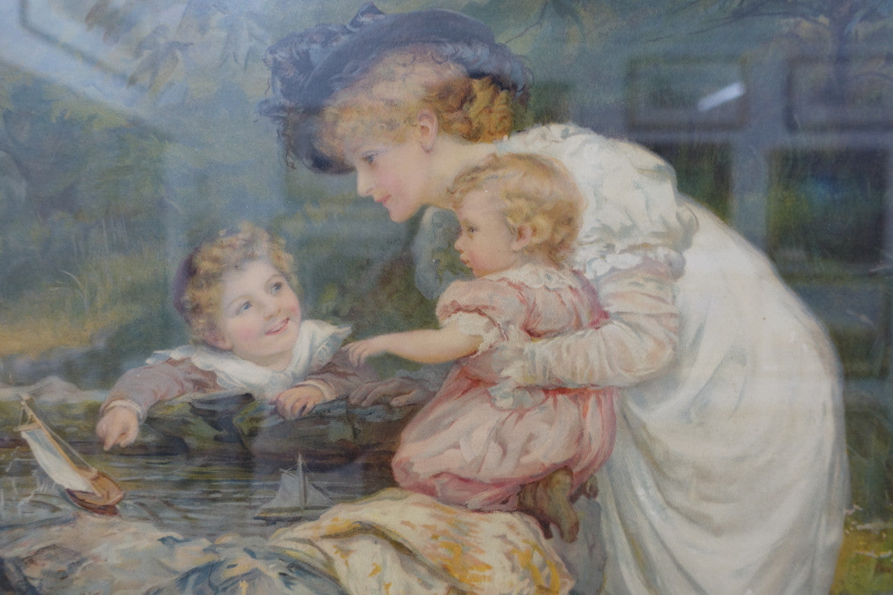 Framed Print Of Mother And Children Scene | Antique & Vintage | Moonee Ponds Antiques | Australia Wide Delivery