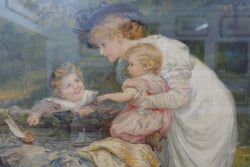 Framed Print Of Mother And Children Scene | Antique & Vintage | Moonee Ponds Antiques | Australia Wide Delivery