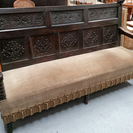 Sensational Antique French Oak Gothic Revival Bench Seat