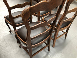 Set of 4 French Ladder Back Dining Chairs With Leather Seat | Antique & Vintage | Moonee Ponds Antiques | Australia Wide Delivery