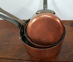 French Set of Five Antiques Copper Pans | Antique & Vintage | Moonee Ponds Antiques | Australia Wide Delivery