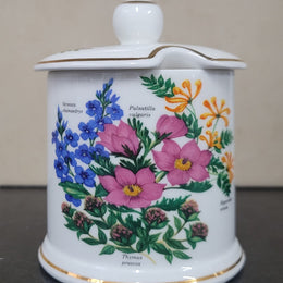 Fortnum & Mason Piccadilly London England floral decorated covered honey/jam pot. It is in good original condition with no chips or cracks, please view photos as they help form part of the description.