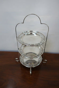 Three Tier Silver Plated Cake Stand | Antique & Vintage | Moonee Ponds Antiques | Australia Wide Delivery