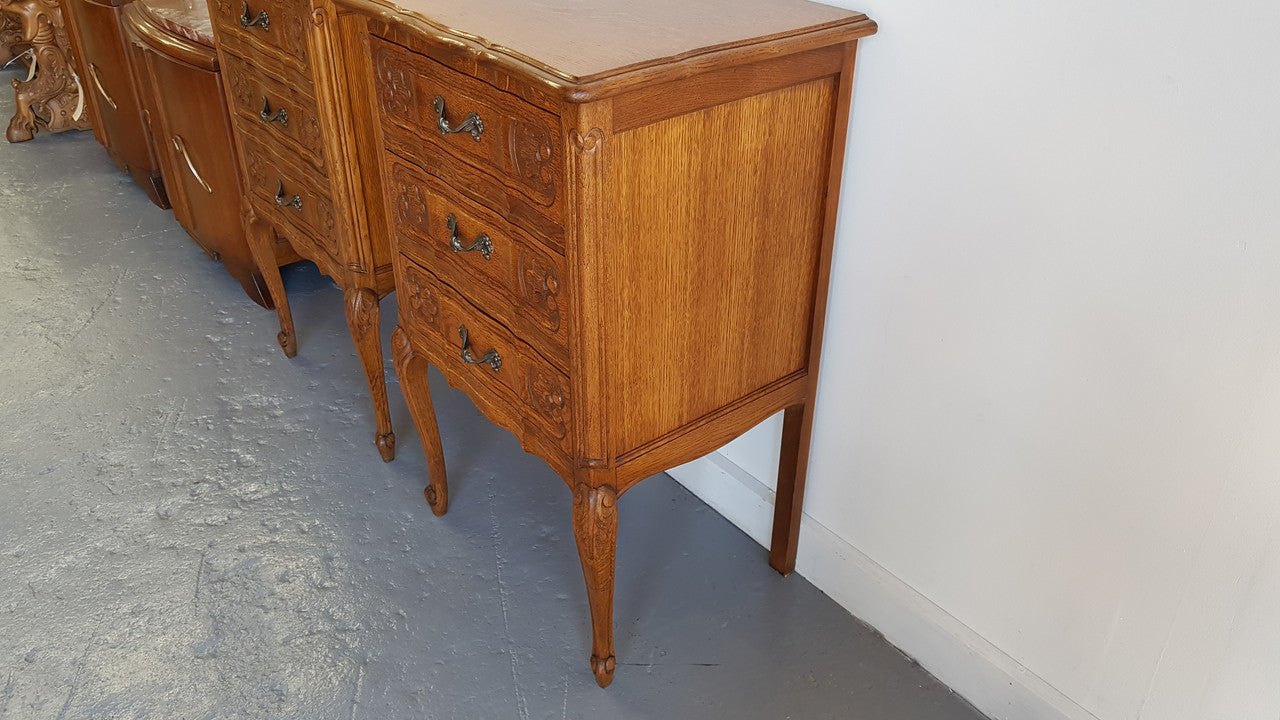 Pair Of French Provincial Oak Chest Bedsides | Antique & Vintage | Moonee Ponds Antiques | Australia Wide Delivery