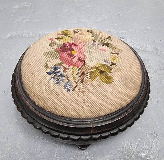 Just arrived is this gorgeous Edwardian floral tapestry foot stool in good original condition.