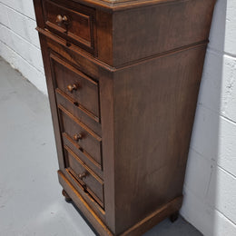French Walnut bedside/occasional cabinet with one drawer and a cupboard and marble top in good original condition.