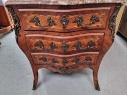 Antique French Louis XV Style Compact Three Drawer Marble Top Commode | Antique & Vintage | Moonee Ponds Antiques | Australia Wide Delivery