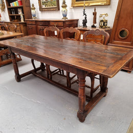 Striking Reclaimed Timber Rustic Oak Farmhouse Table