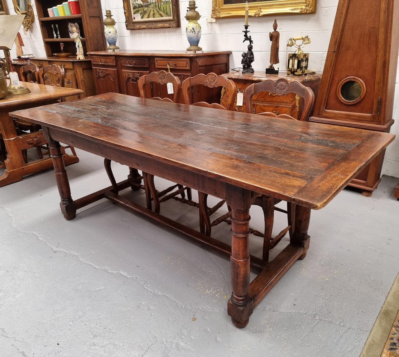 Striking Reclaimed Timber Rustic Oak Farmhouse Table